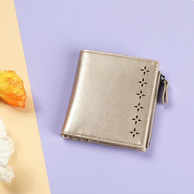 Lavemi Ultra Thin Small Compact Leather Womens Girls Wallets RFID Blocking Credit Card Holder for Women
