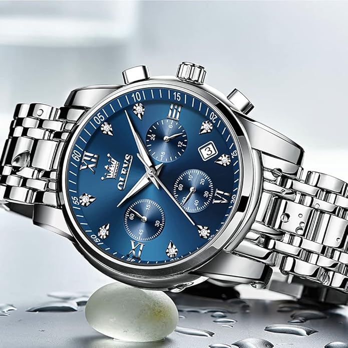 OLEVS Mens Watches Waterproof Stainless Steel Adjustable Bracelet Watch Quartz Analog Watch for Men Fashion Business Classic Mens's Wrist watch's Casual Watches Gold/Blue/Black/White/Face/Dial