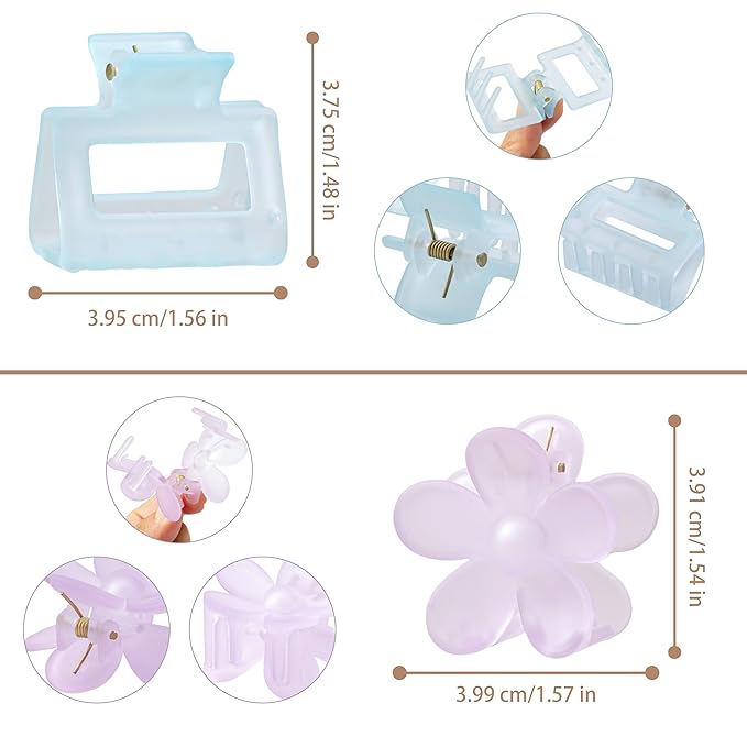 Jelly Colorful Hair Clips for Women, 12PCS Small Hair Clips 4 Style 1.6 Inch Banana Claw Clips Non-Slip Cute Hair Accessories Ideal Gifts for Girls