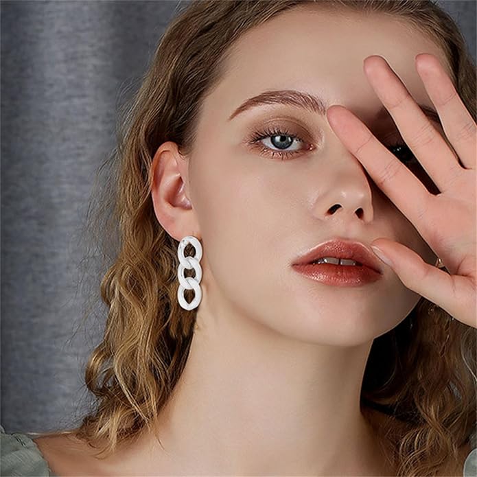 coadipress Gold Link Chain Earrings Necklace Set for Women Minimalist Gold Plated Chain Link Earrings Punk Oval Dainty Chunky Chain Necklace Trendy Jewelry