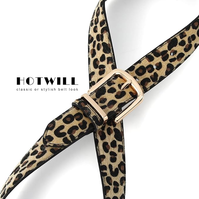 HOTWILL Women Suede Belt for Jeans Dresses Fashion Chunky Ladies Waist Belts with Gold Buckle