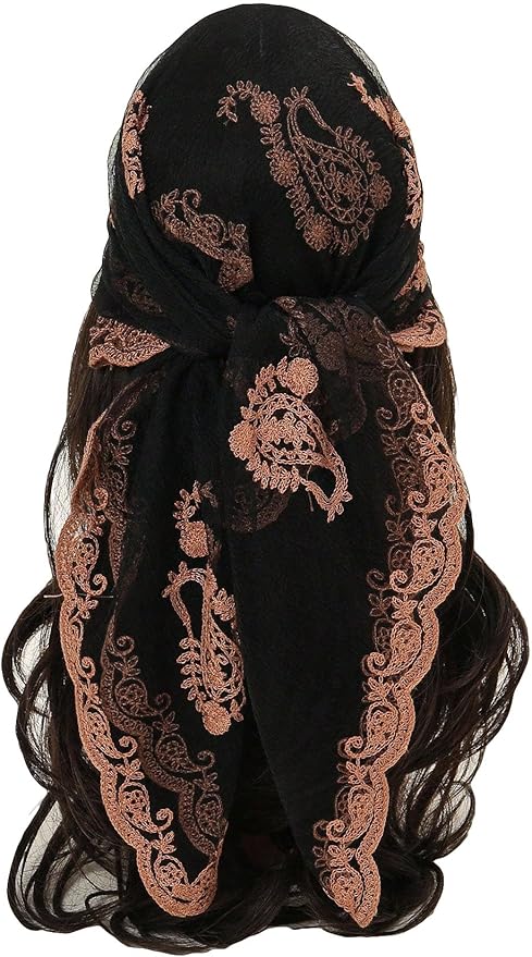 Floerns Women's Flower Embroidery Hair Scarf Headband Sheer Lace Hair Bandana
