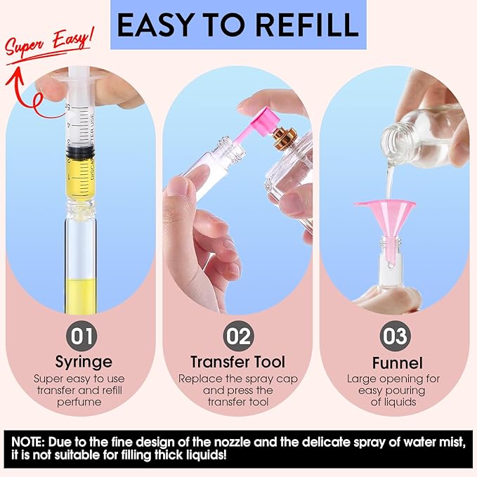 3 Pack 8ML Empty Cologne Travel Spray Bottle Perfume Atomizer for Refill Portable Cologne Dispenser Mini Sprayer for Women Twist Tpye