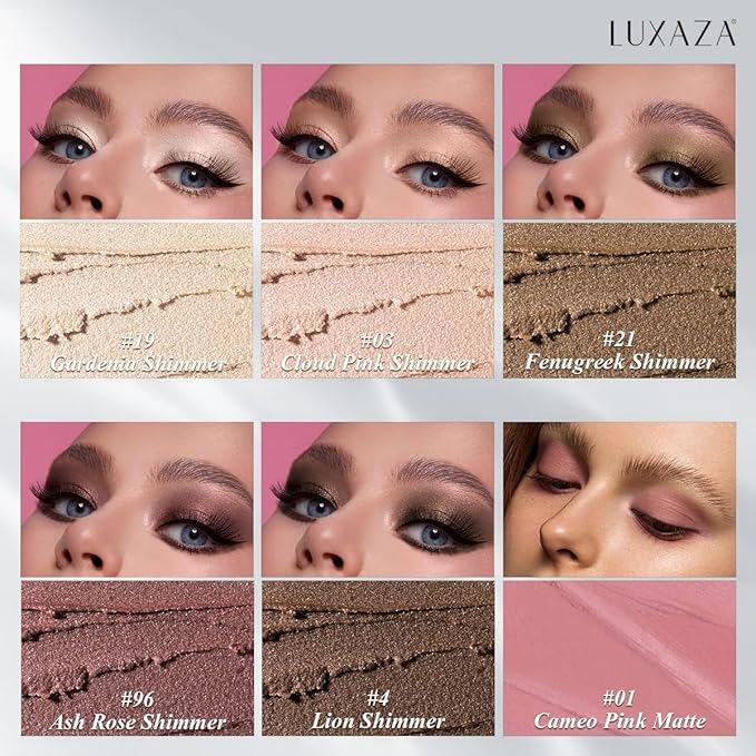 6PCS Cream Eyeshadow Stick Makeup Sets, Neutral Red brown Eyeshadow Pencil,Metallic And Matte Shimmer Eye Shadow Eye Brightener Stick Pencil Crayon, A06-Pink Neutral