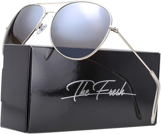 The Fresh Classic Aviator Frame Light Color Lens XL Oversized Sunglasses Gift Box
