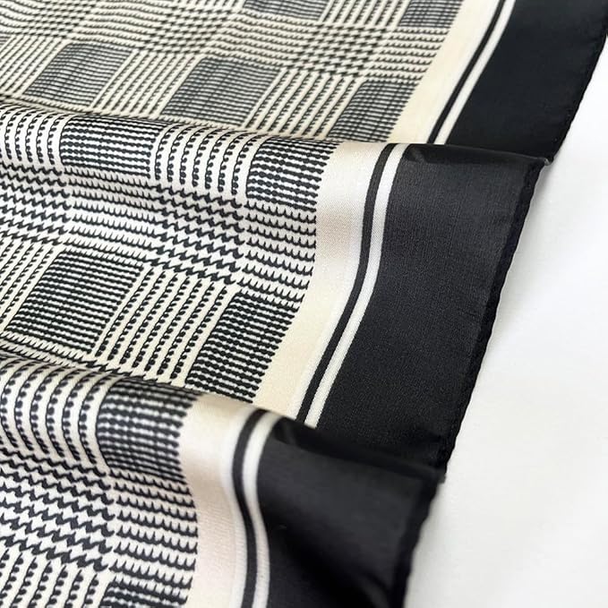 FONYVE Silk Feeling Scarf Medium Square Satin Head Scarf for Women 27.5 × 27.5 inches