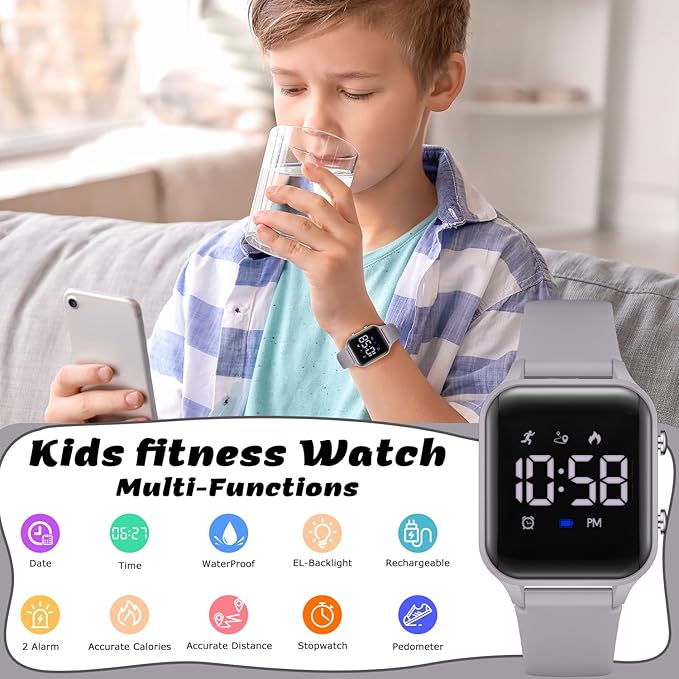 L LAVAREDO Kids Digital Watches for Boys Girls,Waterproof Sport Watch with Pedometer Stopwatch Vibration Alarm for Ages 5-13,No App Fitness Tracker Watch for Kids Teens Birthday Christmas Gifts