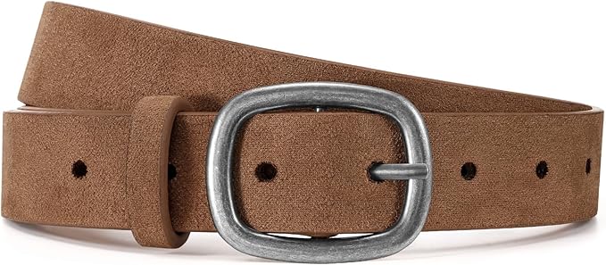 WHIPPY Women Leather Belt Casual Fashion Gold Buckle Leather Waist Belt for Jeans Pants Dresses Chic Ladies Belt