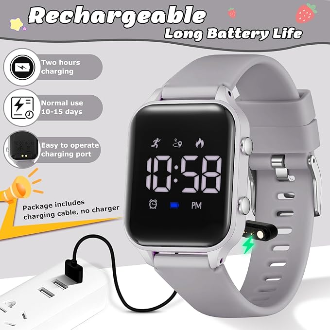 L LAVAREDO Kids Digital Watches for Boys Girls,Waterproof Sport Watch with Pedometer Stopwatch Vibration Alarm for Ages 5-13,No App Fitness Tracker Watch for Kids Teens Birthday Christmas Gifts
