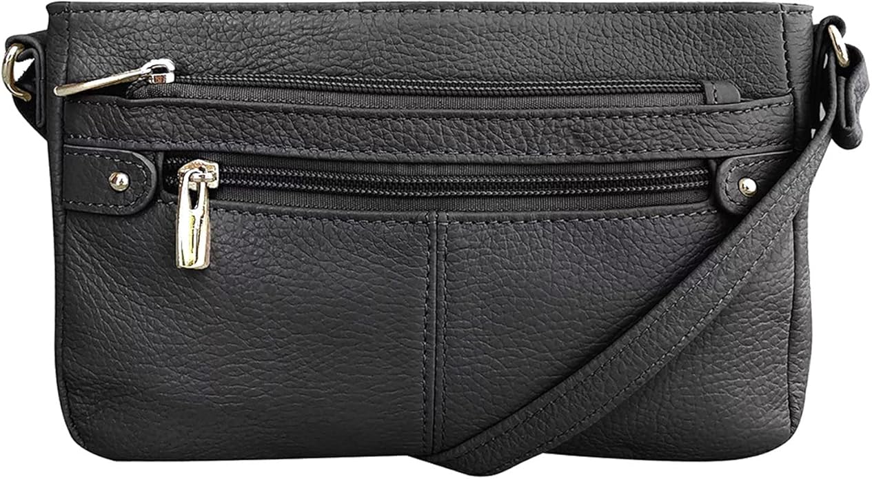 Cowhide Leather Women's Shoulder Purse Small Cross Body Organizer Bag with Many Pockets