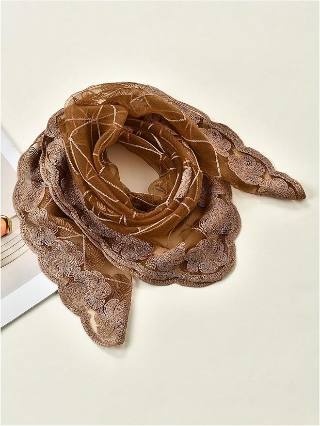 Floerns Women's Flower Embroidery Hair Scarf Headband Sheer Lace Hair Bandana