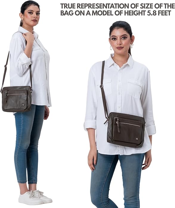 Wise Owl Accessories Small Soft Pebbled Real Leather Crossbody Handbags Purses Sling Crossover Shoulder Bag
