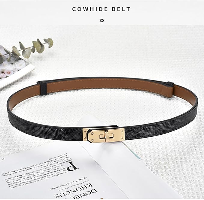 FENLDY Adjustable Thin Belts For Womens Skinny Belts For Dresses Womens Solid Color Alloy Turn Lock Belts For Jeans