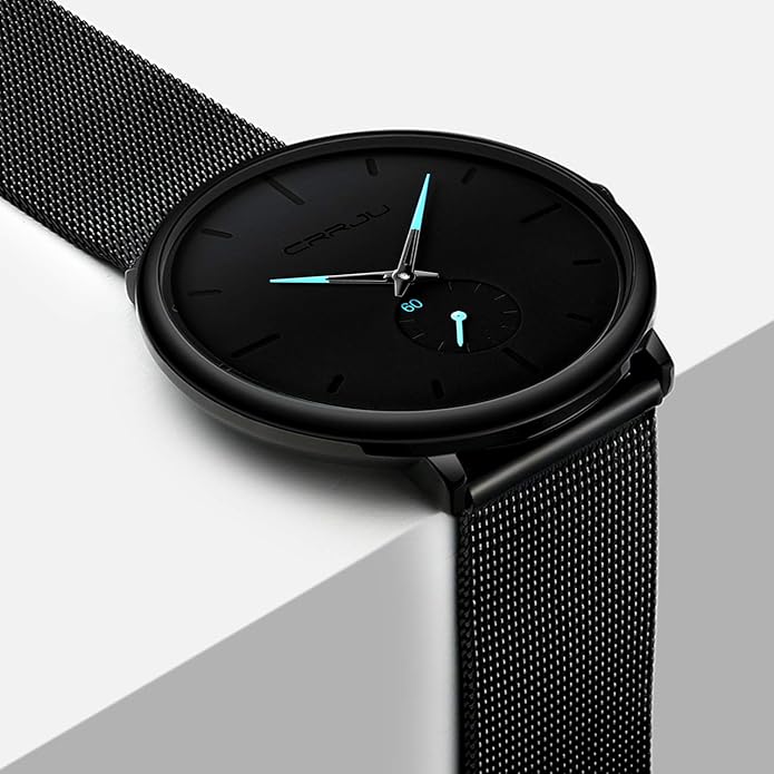 Mens Watches Ultra-Thin Minimalist Waterproof - Fashion Wrist Watch for Men Unisex Dress with Stainless Steel Mesh Band