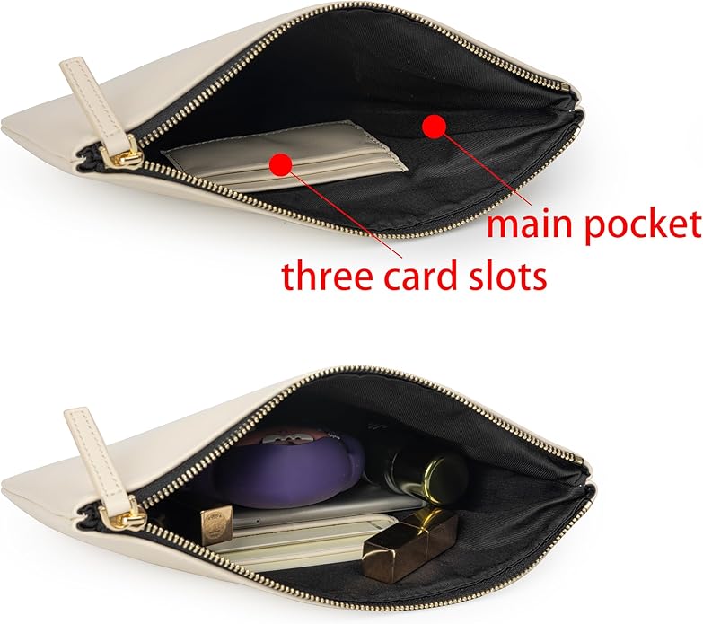 DORIS&JACKY Lambskin Leather Wristlet Clutch Purse for Women Soft Designer Slim Cell Phone Pouch Bag with Detachable Strap