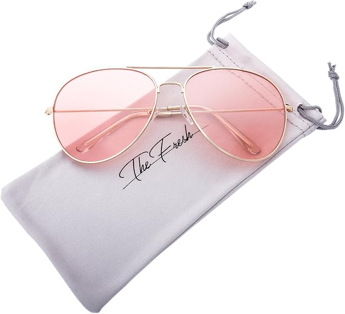 The Fresh Classic Aviator Frame Light Color Lens XL Oversized Sunglasses Gift Box