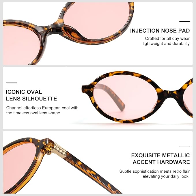 Retro Oval Sunglasses for Women Vintage 90s Y2K Trendy Designer Sun Glasses