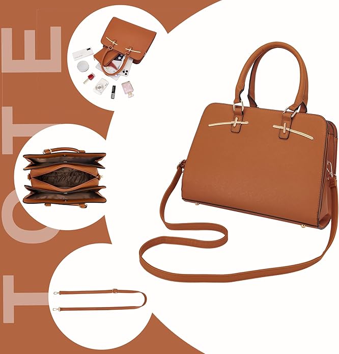 Purses for Women Handbag Wallet Tote Shoulder Hobo Bag Top Handle Satchel Purse Set 2pcs with 3 Compartments