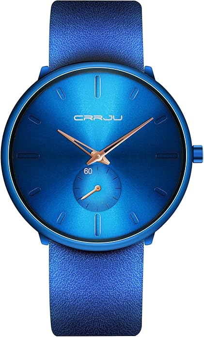 Mens Watches Ultra-Thin Minimalist Waterproof-Fashion Wrist Watch for Men Unisex Dress with Leather Band