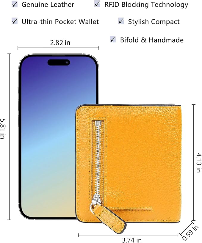 AINIMOER Small Leather Wallet for Women, Ladies Credit Card Holder RFID Blocking Women's Mini Bifold Pocket Purse