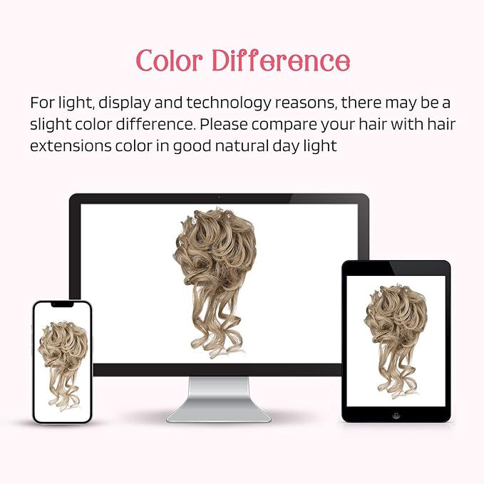 HOOJIH 2PCS Messy Bun Hair Piece, Tousled Updo with Tendrils Hair Bun Extensions Wavy Curly Hair Wrap Ponytail Hairpieces Hair Scrunchies for Women HB010 Dasiy - Ash Brown