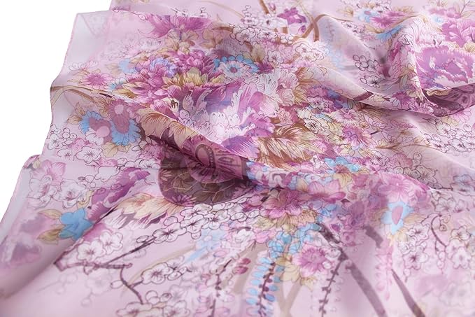 Pokeedioty Scarfs for Women Lightweight Fashion Scarves Elegant Floral Pattern Sheer Scarfs