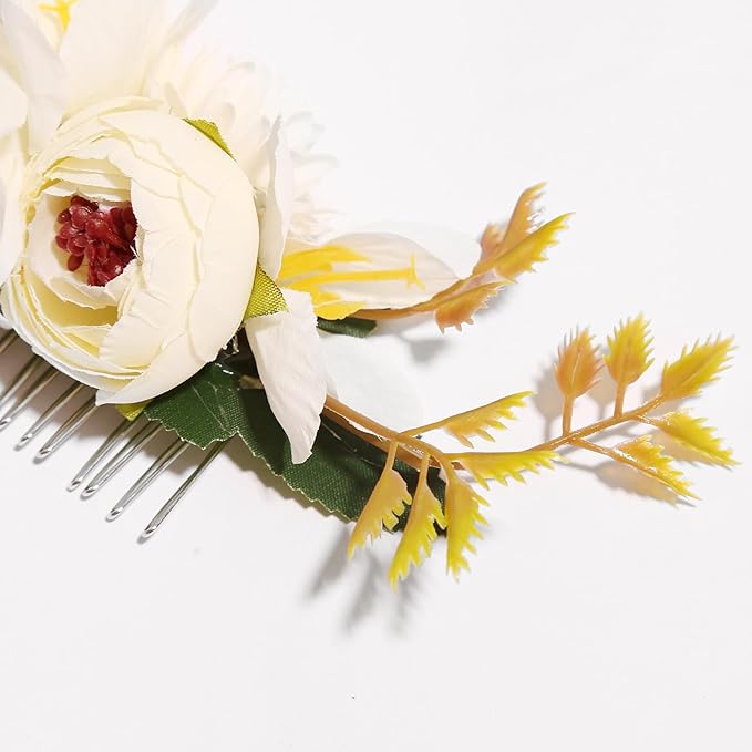 Flower Hair Clip for Women - Elegant Hair Accessory for Wedding, Party & Daily Wear (White 1)