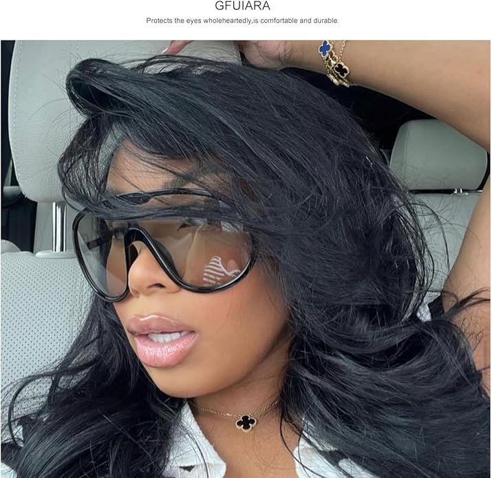 Trendy Oversized Sunglasses for Women Men Fashion Shield Aviator Sun Glasses UV400 Protection Goggles