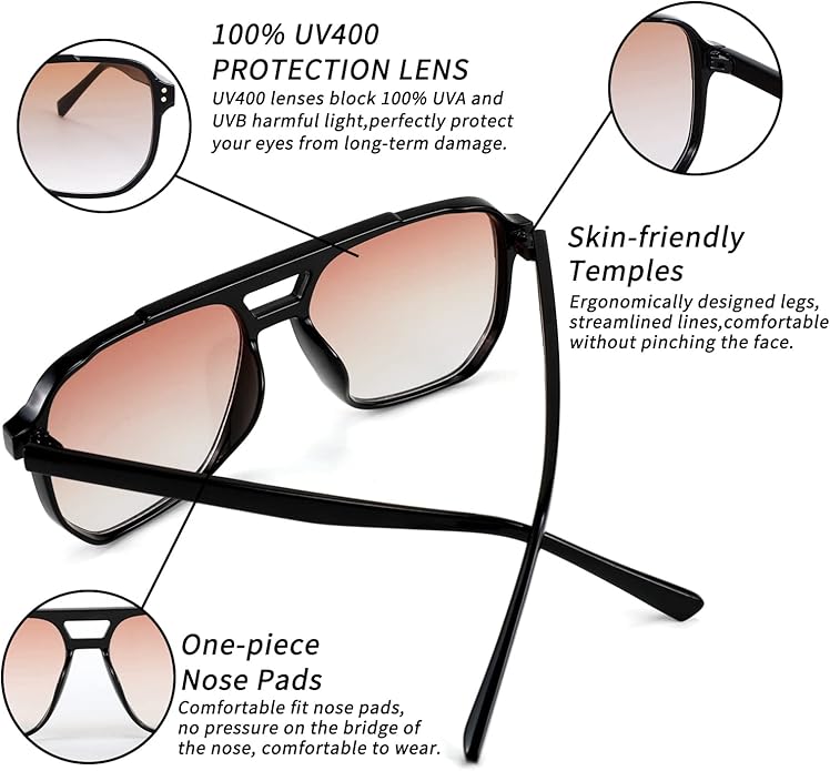 FEISEDY Retro Square Aviator Sunglasses Women Men 70s Vintage Trendy Plastic Frame Sun Glasses B2835