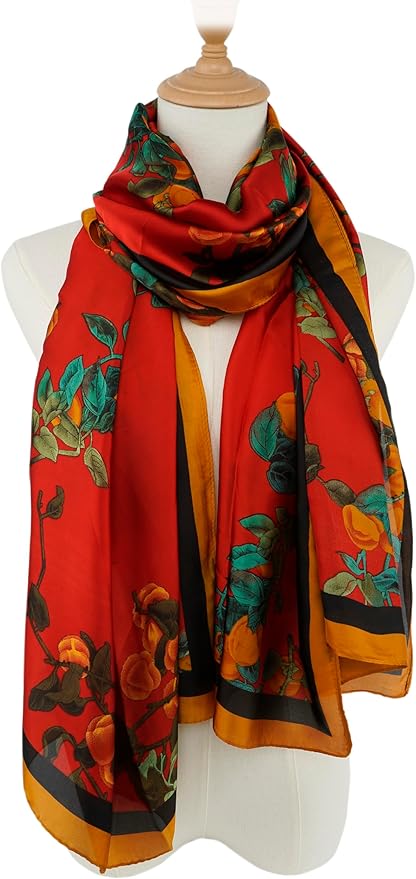 YOUR SMILE Large Mulberry Silk Feeling Long Stain Scarf Lightweight Sunscreen Shawls Wraps for Women