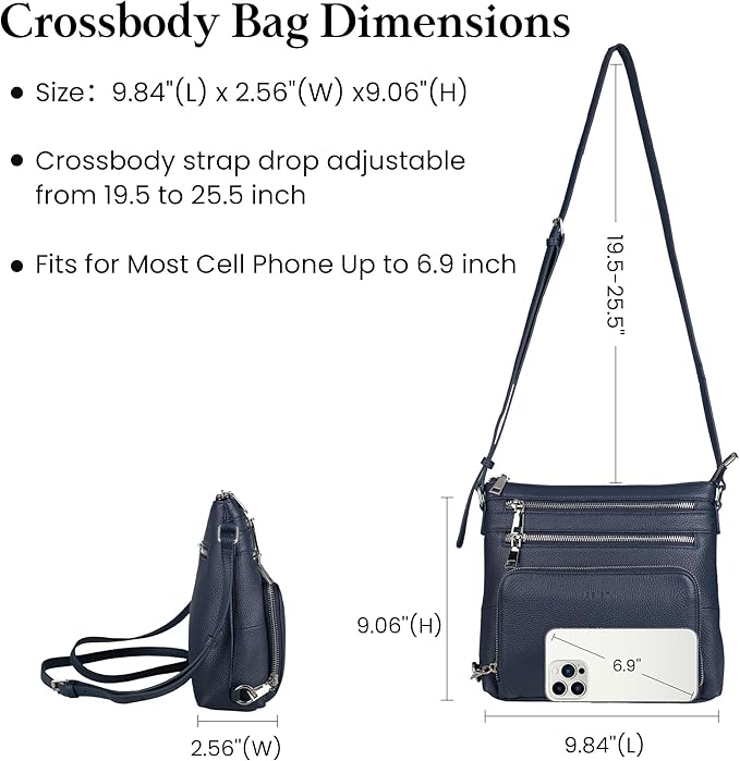 befen Genuine Leather Crossbody Bags for Women, Medium Anti-Theft Shoulder Purse with Built in RFID Wallet for Travel