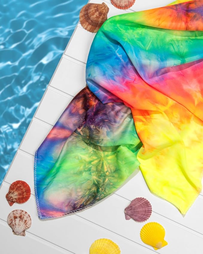KISS COLORS & CARE Soft Satin Wrap Scarf - Tie Dye, Fashionable Multi-Purpose, Premium Hair Scarf for Minimizing Frizz, Chic & Comfortable, Preventing Breakage & Securing a Variety of Hair Styles