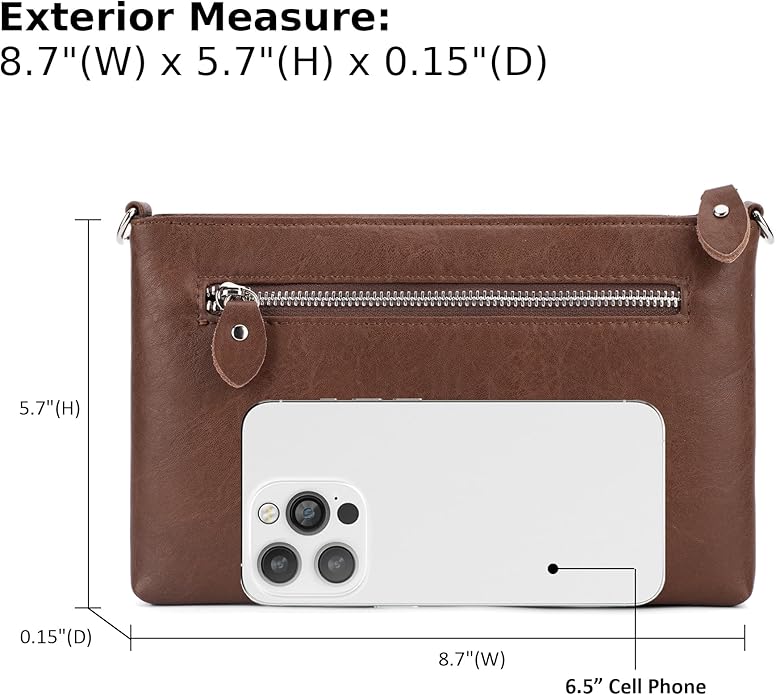 befen Genuine Leather Wristlet Clutch Wallet Purses Small Crossbody Bags for Women with RFID Blocking Card Slots