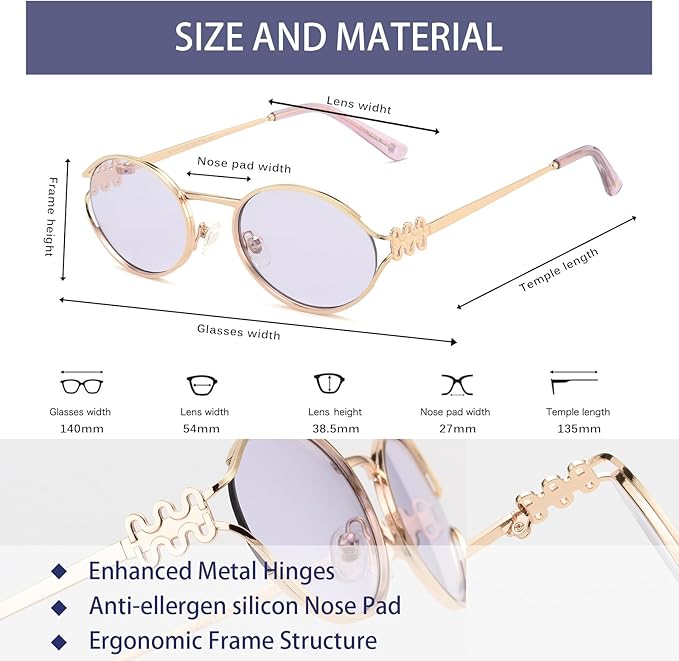 Retro Oval Sunglasses Womens Trendy 2026, Vintage Y2K Women's Shades Fashion 90s Sun Glasses UV Protection VF2252
