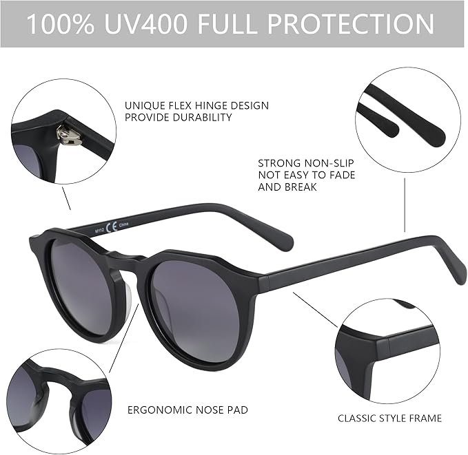 ZENOTTIC Vintage Round Polarized Sunglasses for Men Women UV400 Protection
