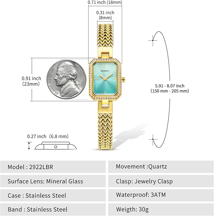 BERNY Silver Watches for Women Ladies Wrist Watch and Bracelet Set Dainty Quartz Bracelet Watch Premium Crystal Accented Fashion Luxury Birthday Present for Women
