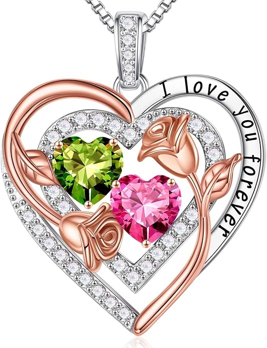 Iefil Mothers Day Gifts for Wife - Sterling Silver Birthstone Necklace Birthday Gifts for Her Wife