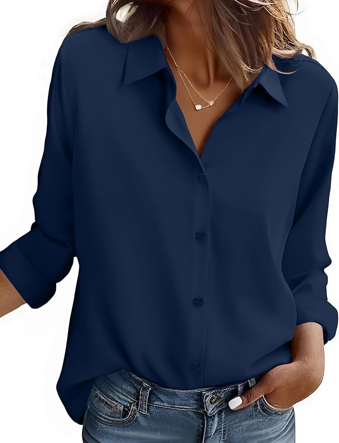 ZEAGOO Button Down Shirt for Women Long Sleeve Blouses Floral Printed Tops Business Casual Work Outfits S-XXL