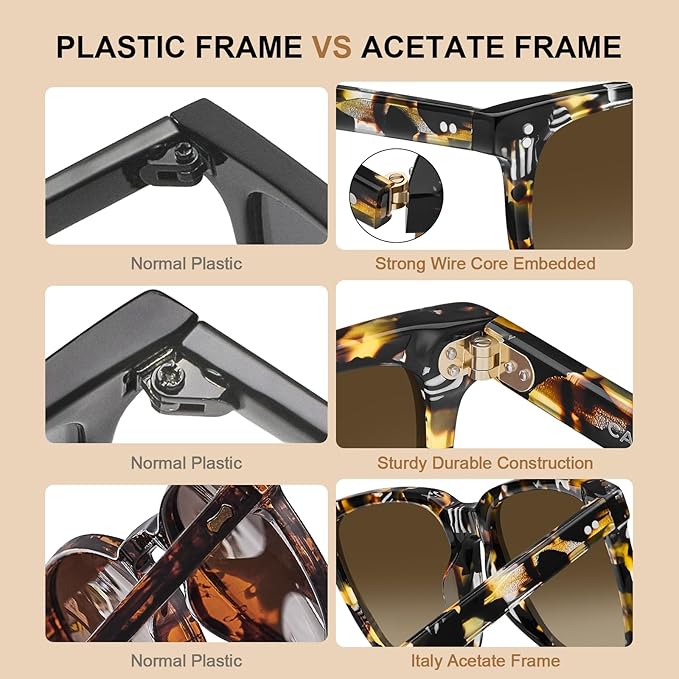 CARFIA Polarized Sunglasses for Women: Acetate, Small/Medium Size, UV400 Anti Glare CA5354