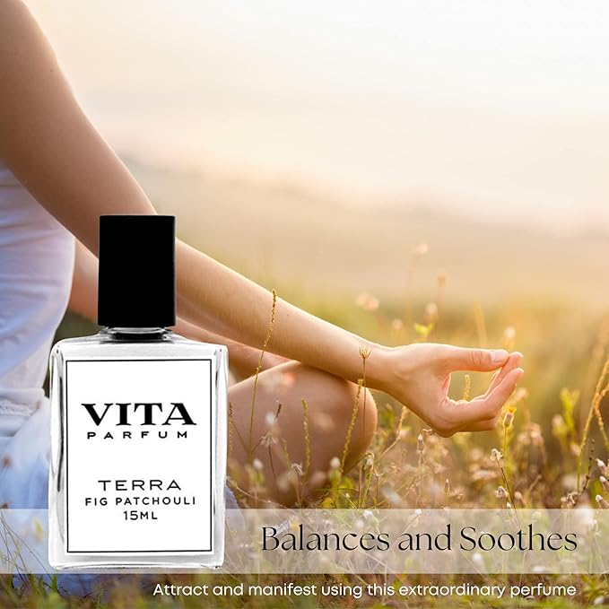 Vita Parfum Fig Patchouli Perfume Oil - Long Lasting, Rich Earthy and Woody Patchouli Scent with Green Moss, Sandalwood and Cedarwood Accents - All Natural Oil Woody Perfume for Women - 15 ml