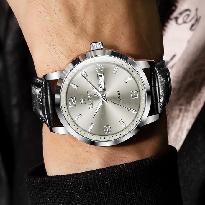 Watches for Men Adjustable Large Arabic Numerals Mens Watches Waterproof Band with Date Popular Quartz Men's Wrist Watch