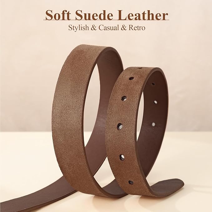 WHIPPY Women Leather Belt Casual Fashion Gold Buckle Leather Waist Belt for Jeans Pants Dresses Chic Ladies Belt