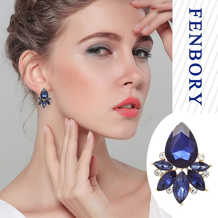 Vintage Rhinestone Earrings Fancy Crystal Cluster Drop Earrings Art Deco Earrings for Women