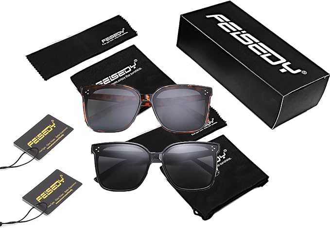 FEISEDY Oversized Polarized Sunglasses - UV400 Protection, Square Fashion Sun Glasses for Outdoor & Daily B2600