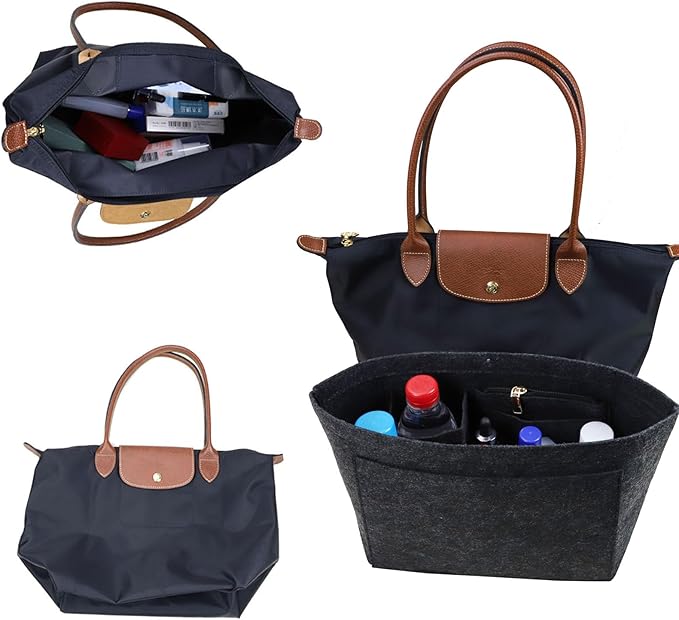 Purse Organizer Insert for le pliage large Handbags Insert Organizer1012grey-M