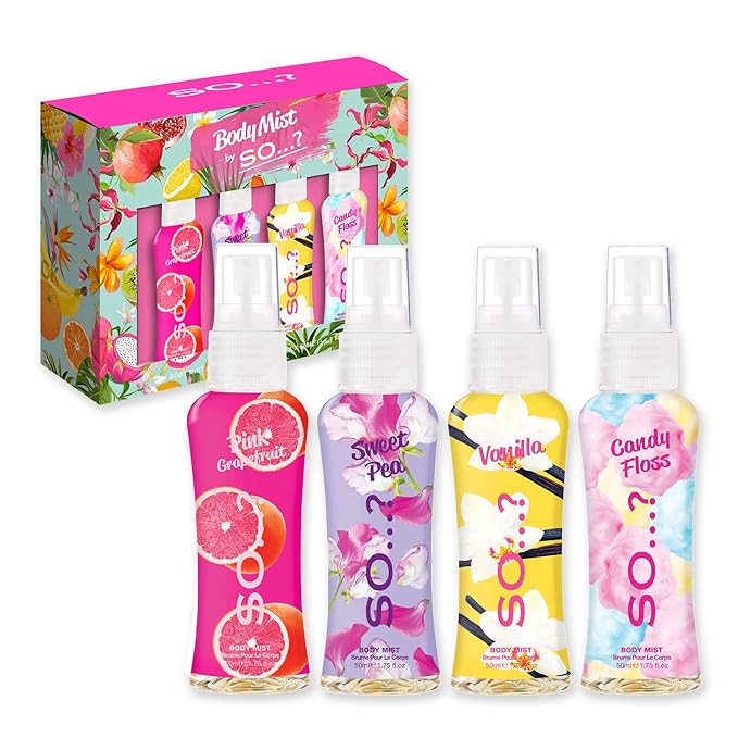 So…? Body Mist Set - Body Spray for Women - Cruelty Free, Vegan Perfumes for Women - 650 to 1000 Sprays - Travel Size Gift Set - 4 pcs