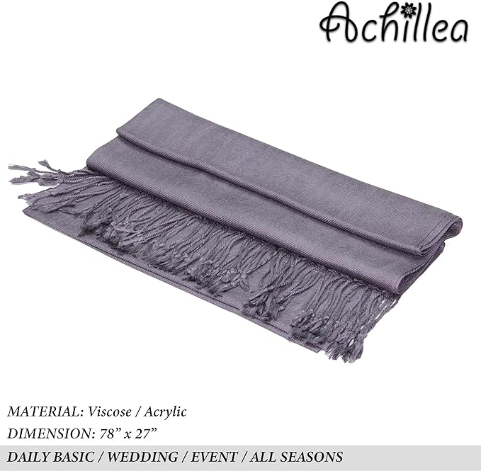 Achillea Soft Silky Pashmina Scarf for Women – Shawl Wrap for Evening Dresses, Bridesmaids, Weddings & Everyday Wear