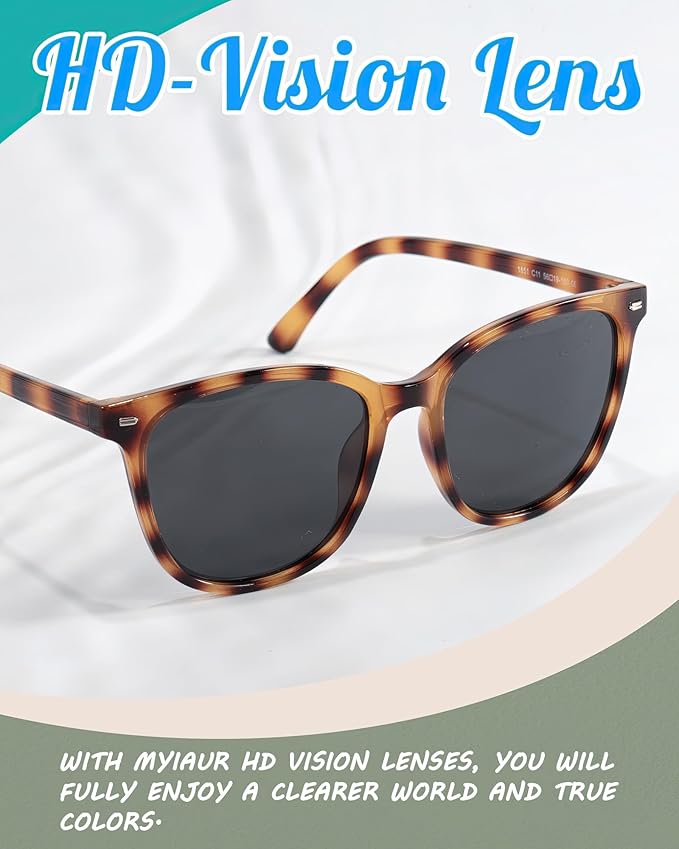 Myiaur Polarized Sunglasses for Women, Square Mirrored Trendy Shades with UV Protection Reduce Glare Sun Glasses