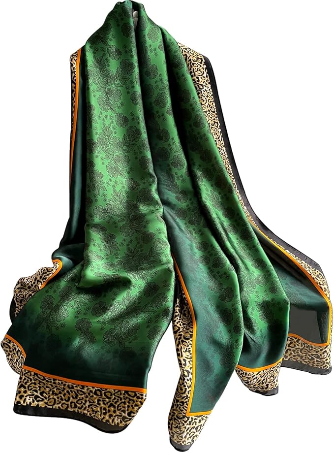 NUWEERIR Womens 100% Large Mulberry Silk Scarf Long Satin Scarf Fashion Lightweight Wraps