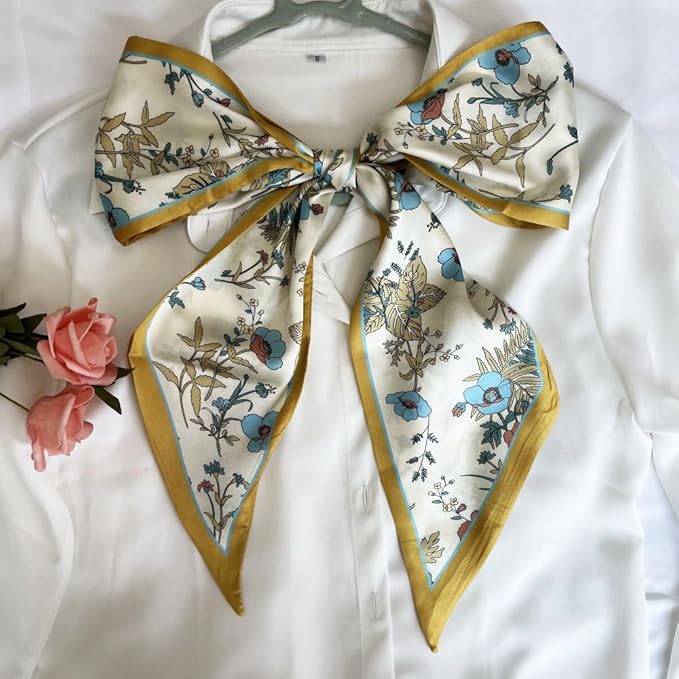 Silk Head Scarf for Hair Fashion Headwrap for Women Lightweight Neck Tie